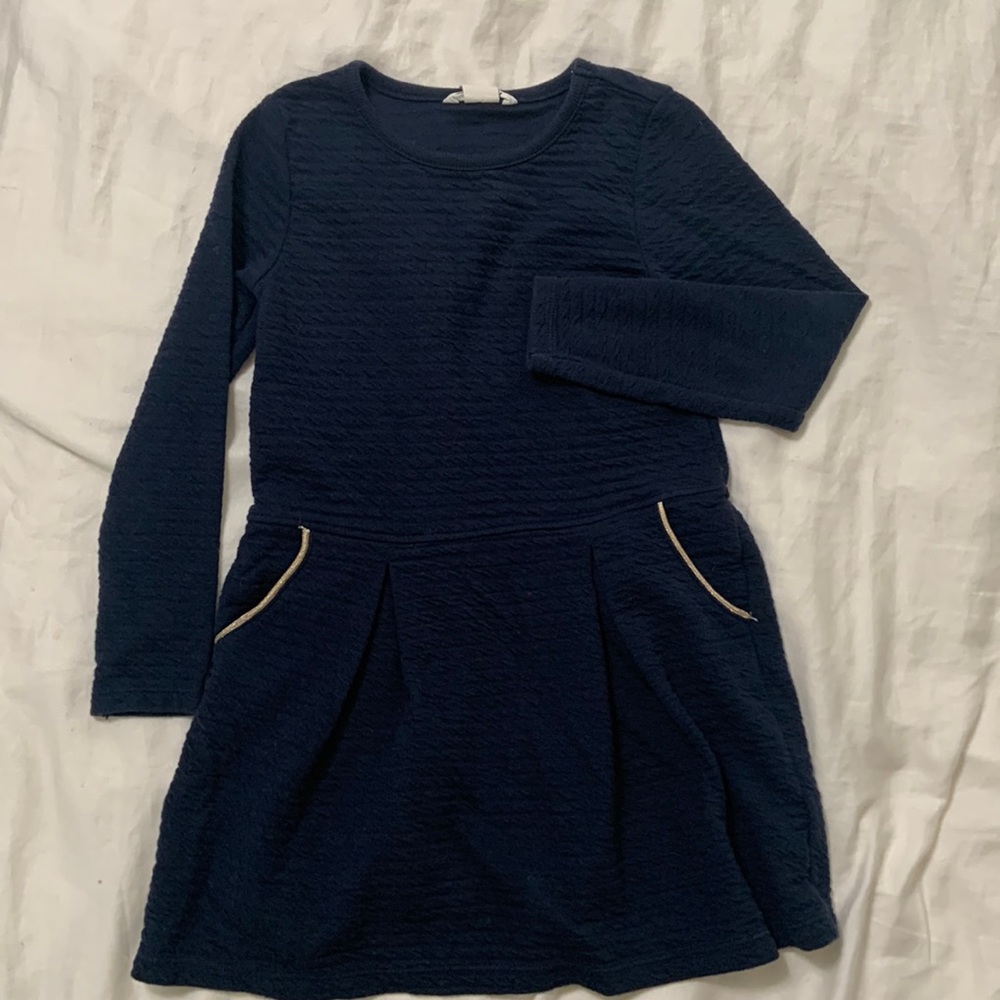 H&M long sleeved girls 4 blue dress with pockets